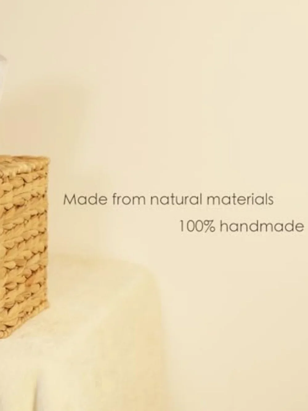 Water Hyacinth Handwoven Tissue Box Cover, Natural Handmade Wicker Napkin Box